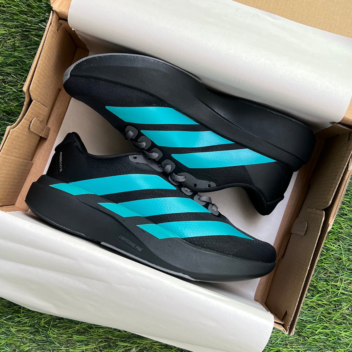 Adidas Adizero Evo SL “Core Black / Pure Teal / Grey Four”