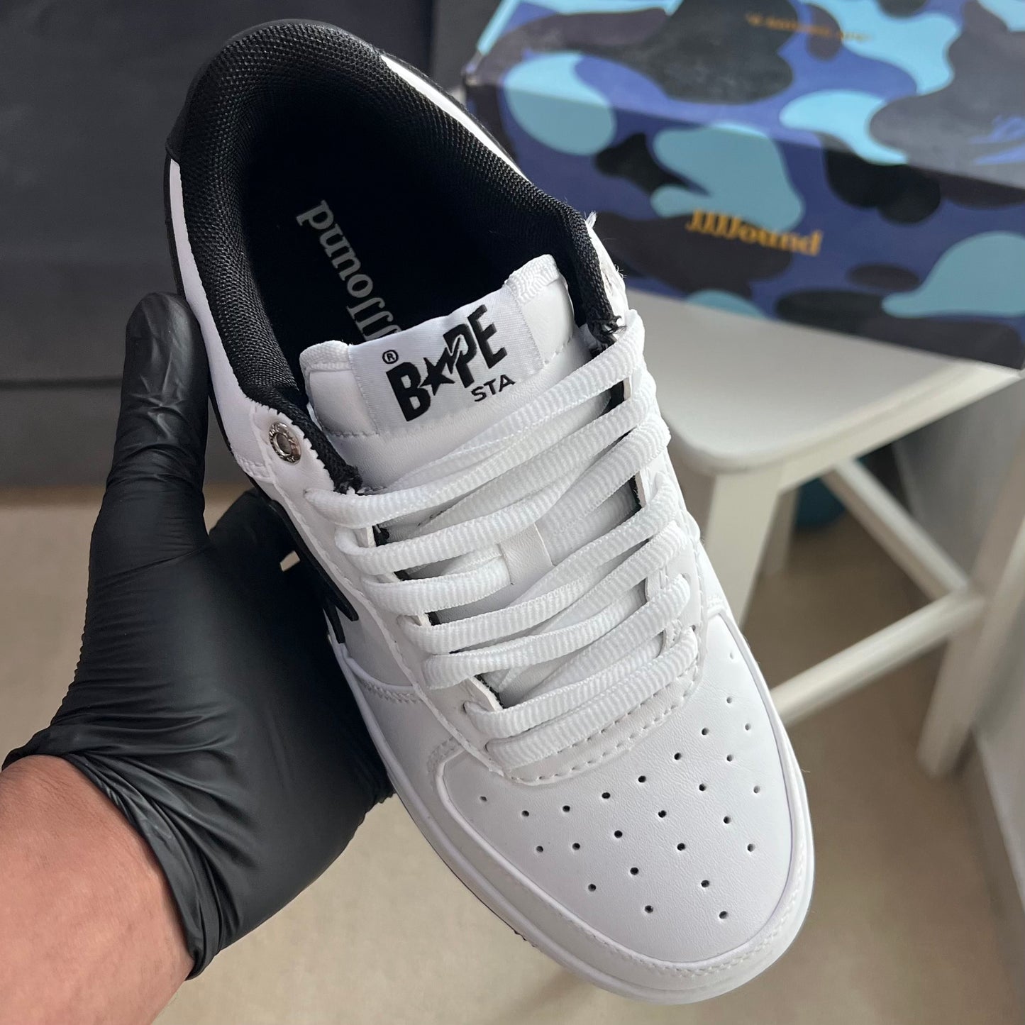 Bapesta x jjjjound "White/Black"